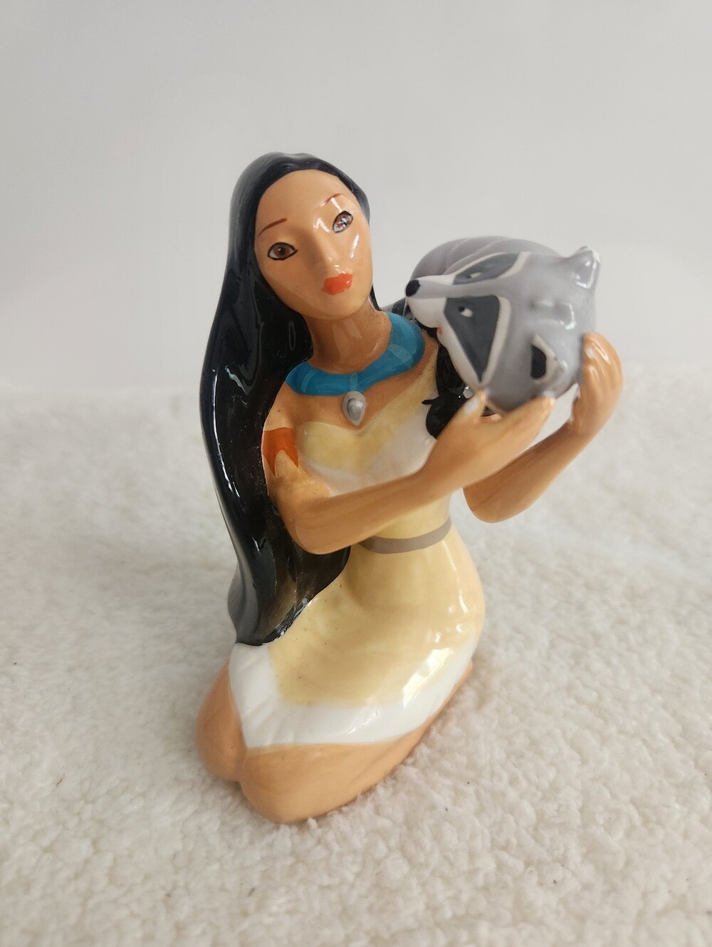 POCHAHONTA Disney Ceramic Holding Meeko Raccoon Figurine